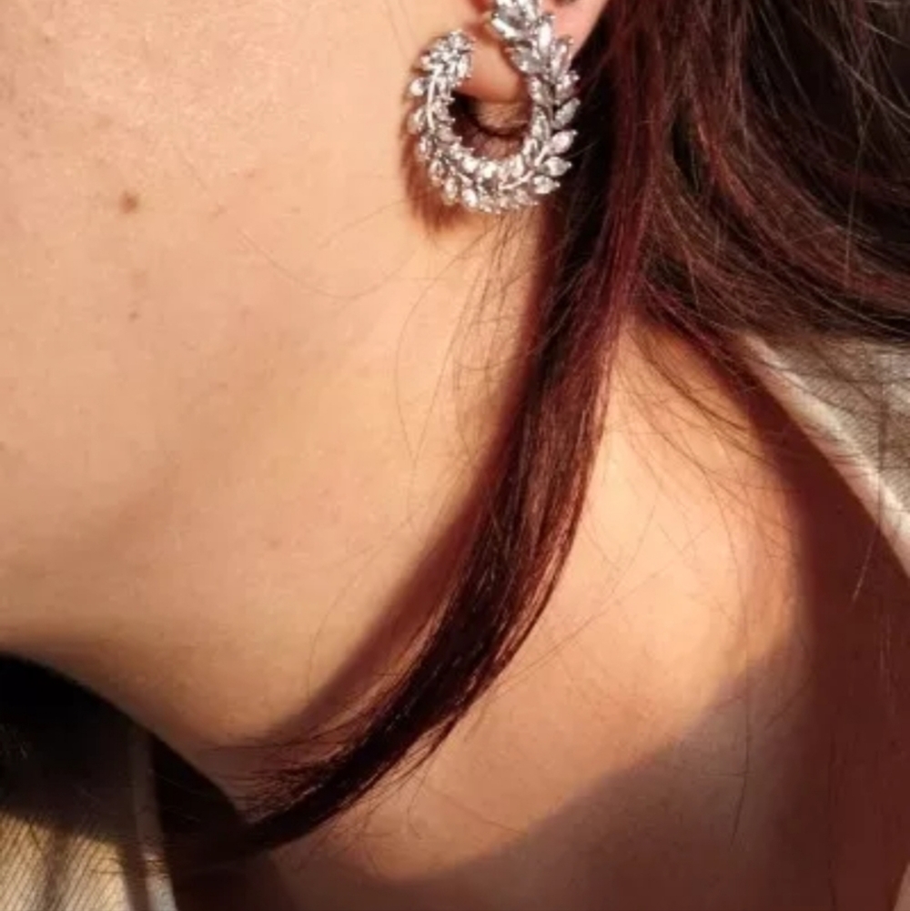 Sterling silver and cubic zircon earring round - Picture 11 of 14